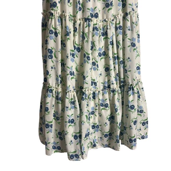 Sweet Baby Jamie Ivory Floral Print Tiered 3/4 Sleeve Midi Dress Size Medium - Picture 11 of 15